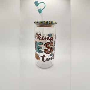 16oz Tumbler Cup (saying: only talking to Jesus today)